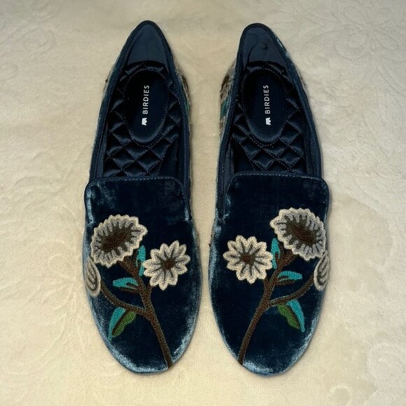 Birdies Shoes - Birdies The Starling Velvet Flat Navy 8.5